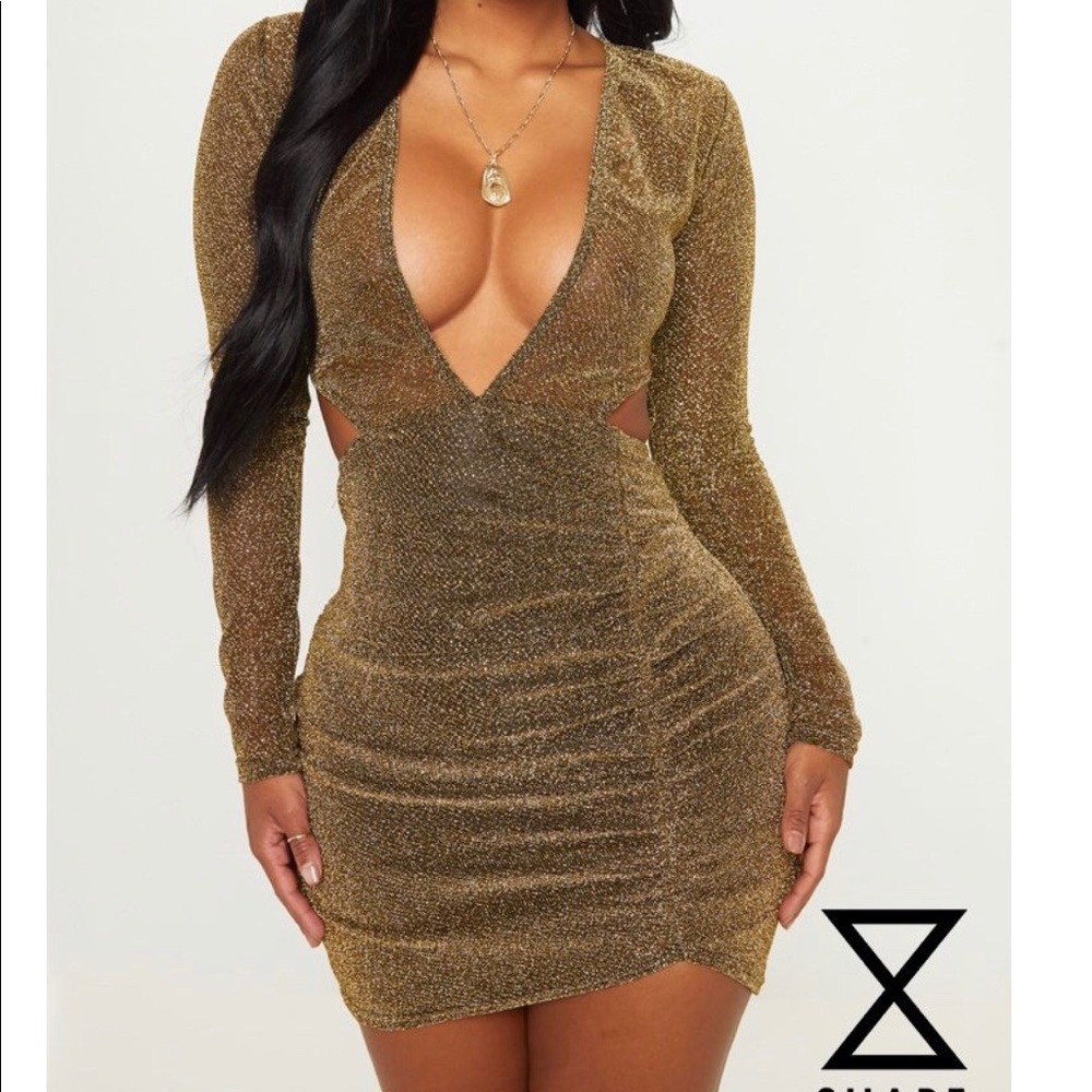 PrettyLittleThing Gold dress